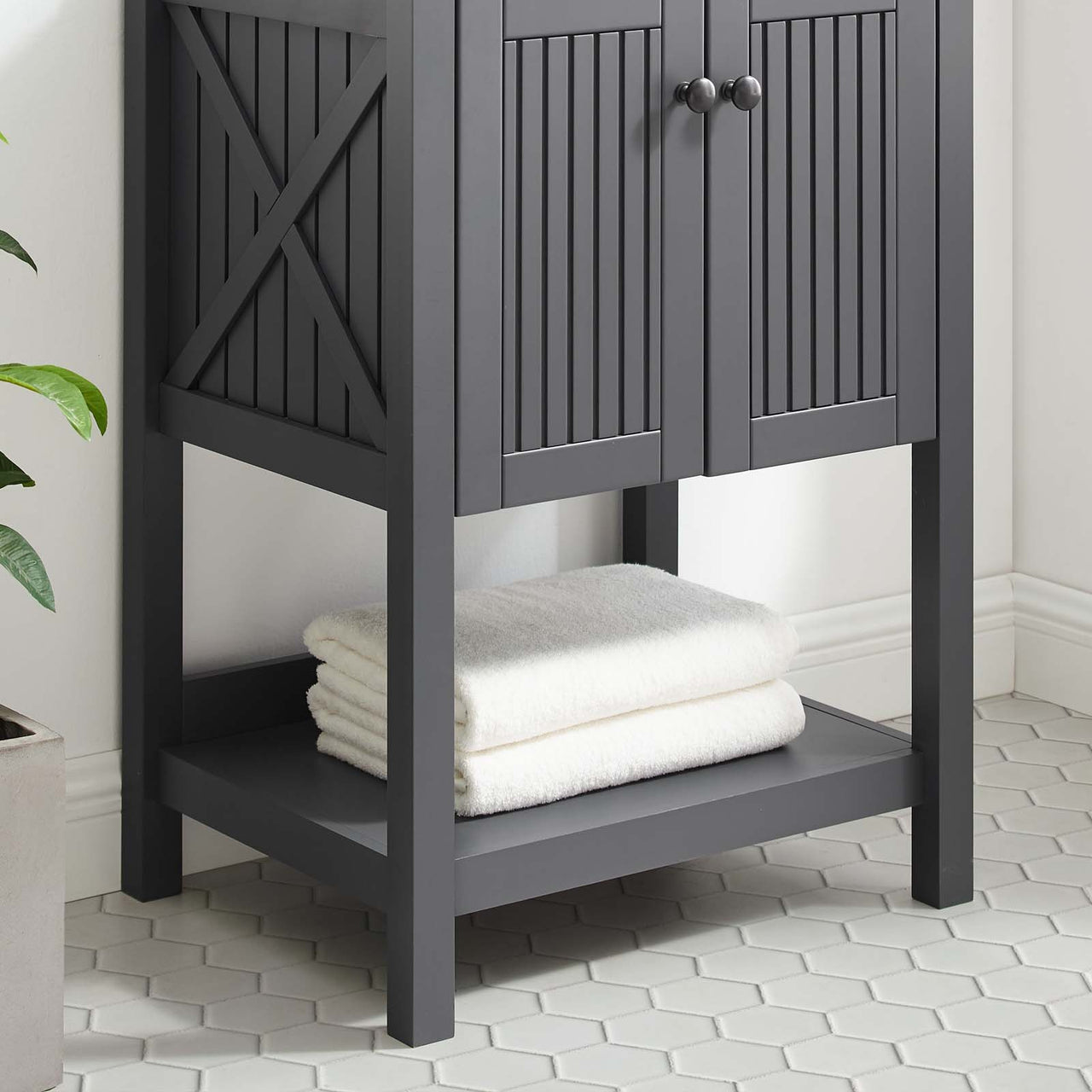 Barn Vanity Base with Storage, Small, Gray