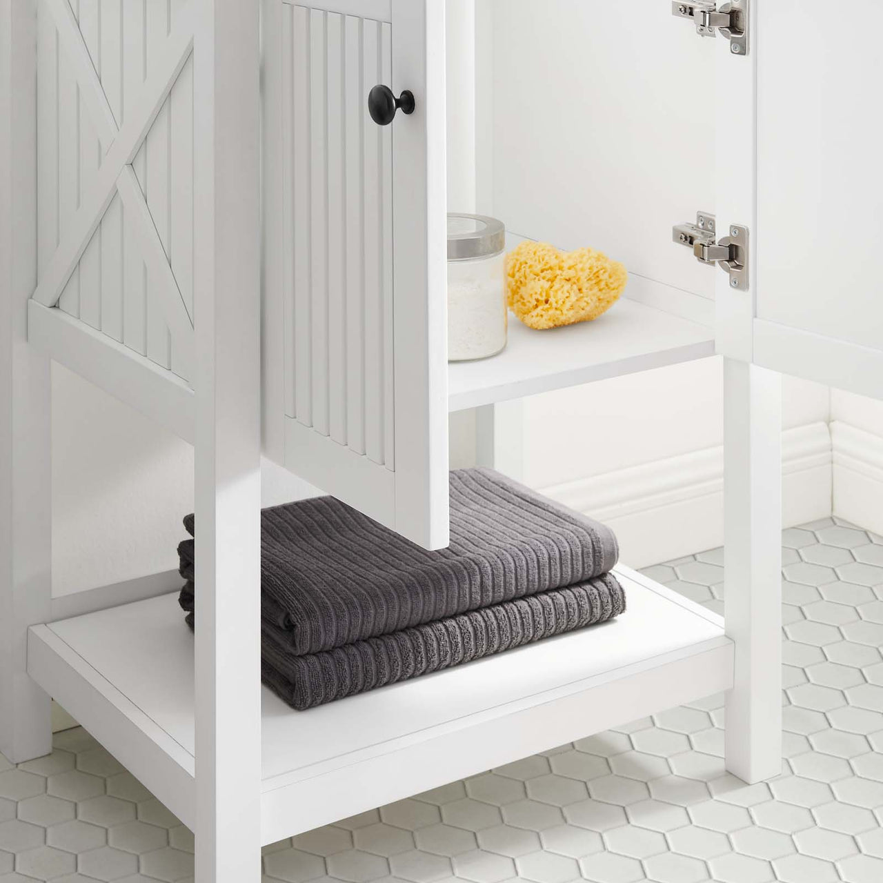 Barn Vanity Base with Storage, Small, White