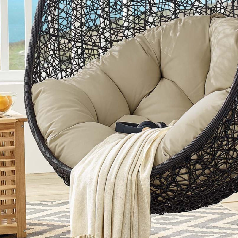 Chrysalis Luxe Sunbrella® Swing Alfresco Lounge Chair, Black & Beige
