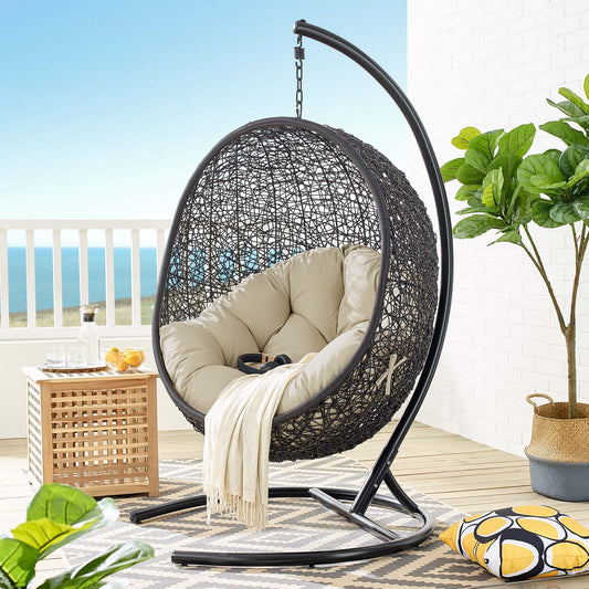 Chrysalis Luxe Sunbrella® Swing Alfresco Lounge Chair, Black & Beige