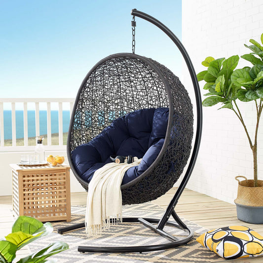Chrysalis Luxe Sunbrella® Swing Alfresco Lounge Chair, Black & Navy