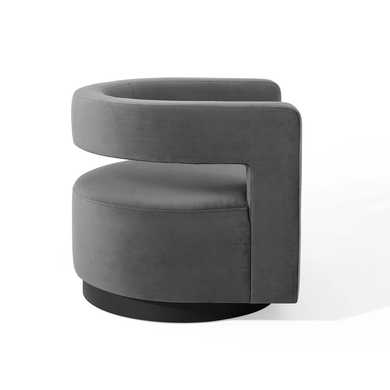 Worldview Upholstered Velvet Swivel Armchair, Gray