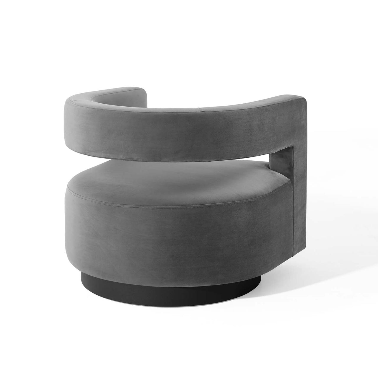Worldview Upholstered Velvet Swivel Armchair, Gray
