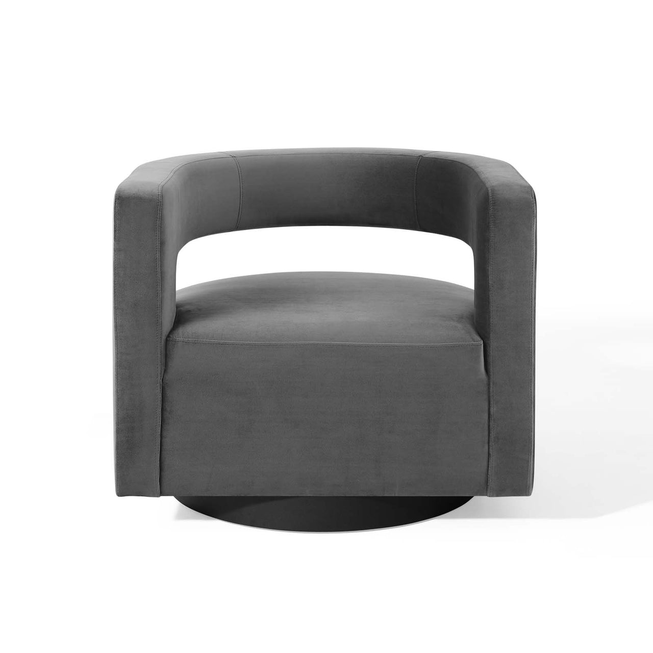 Worldview Upholstered Velvet Swivel Armchair, Gray