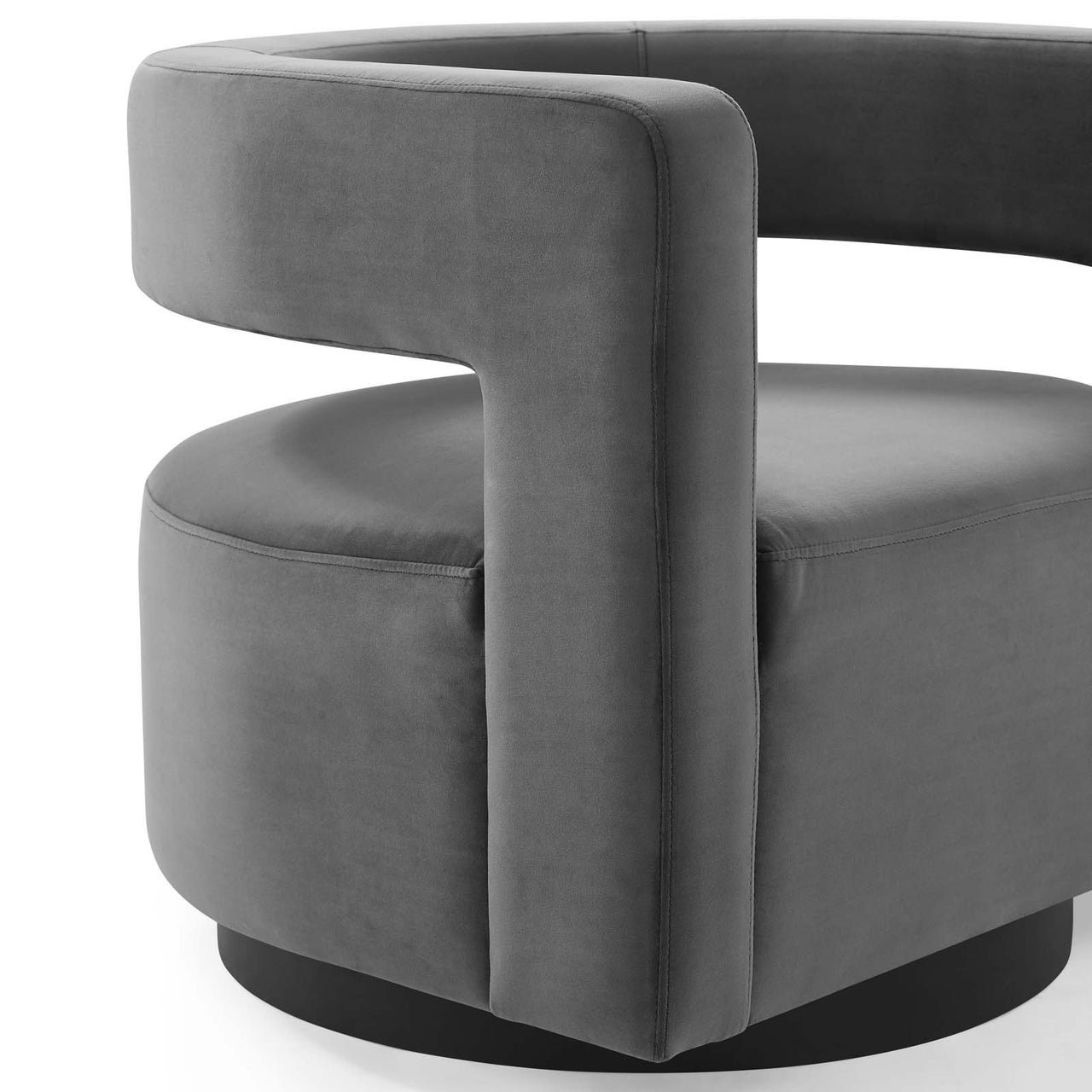 Worldview Upholstered Velvet Swivel Armchair, Gray