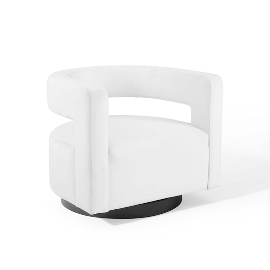 Worldview Upholstered Velvet Swivel Armchair, White