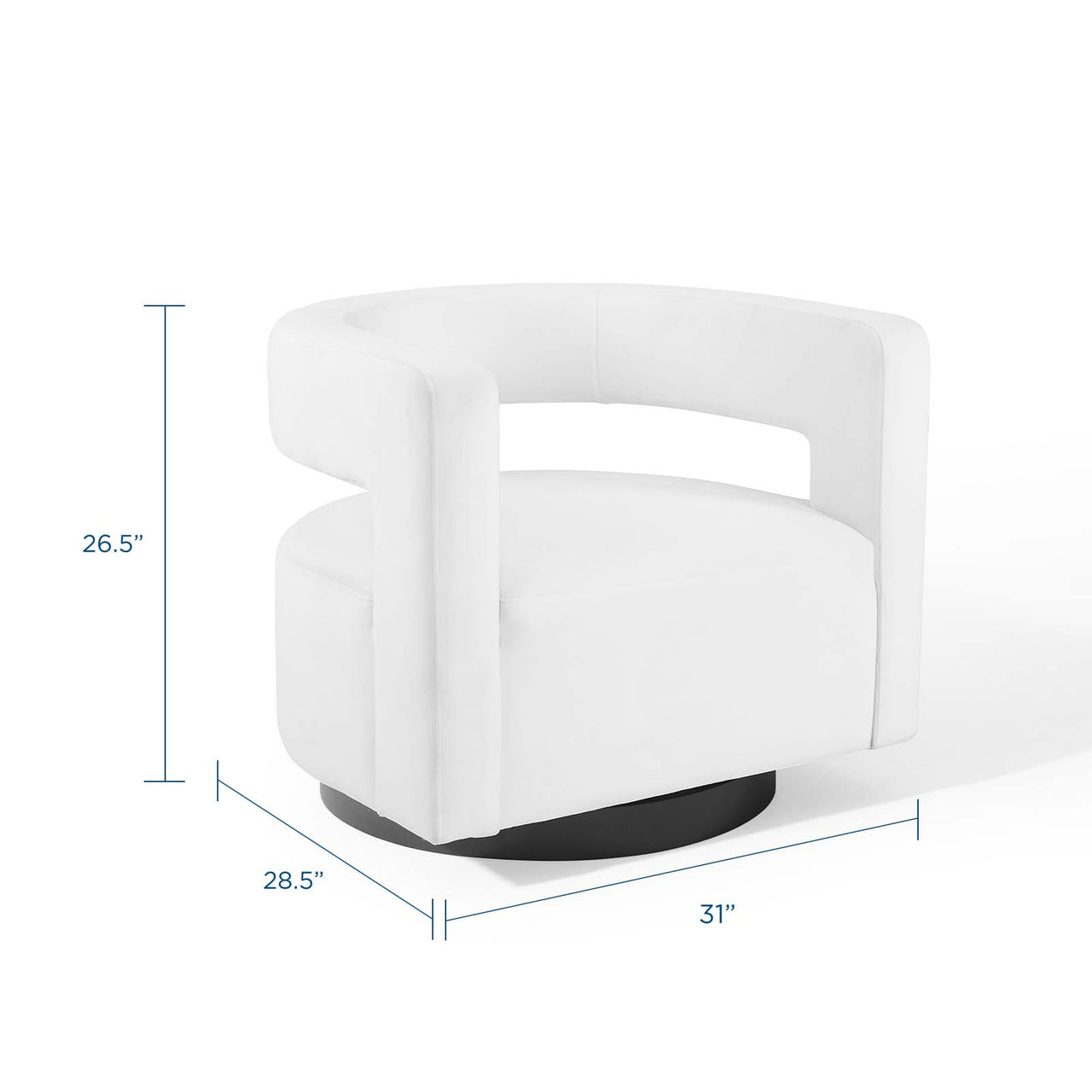 Worldview Upholstered Velvet Swivel Armchair, White