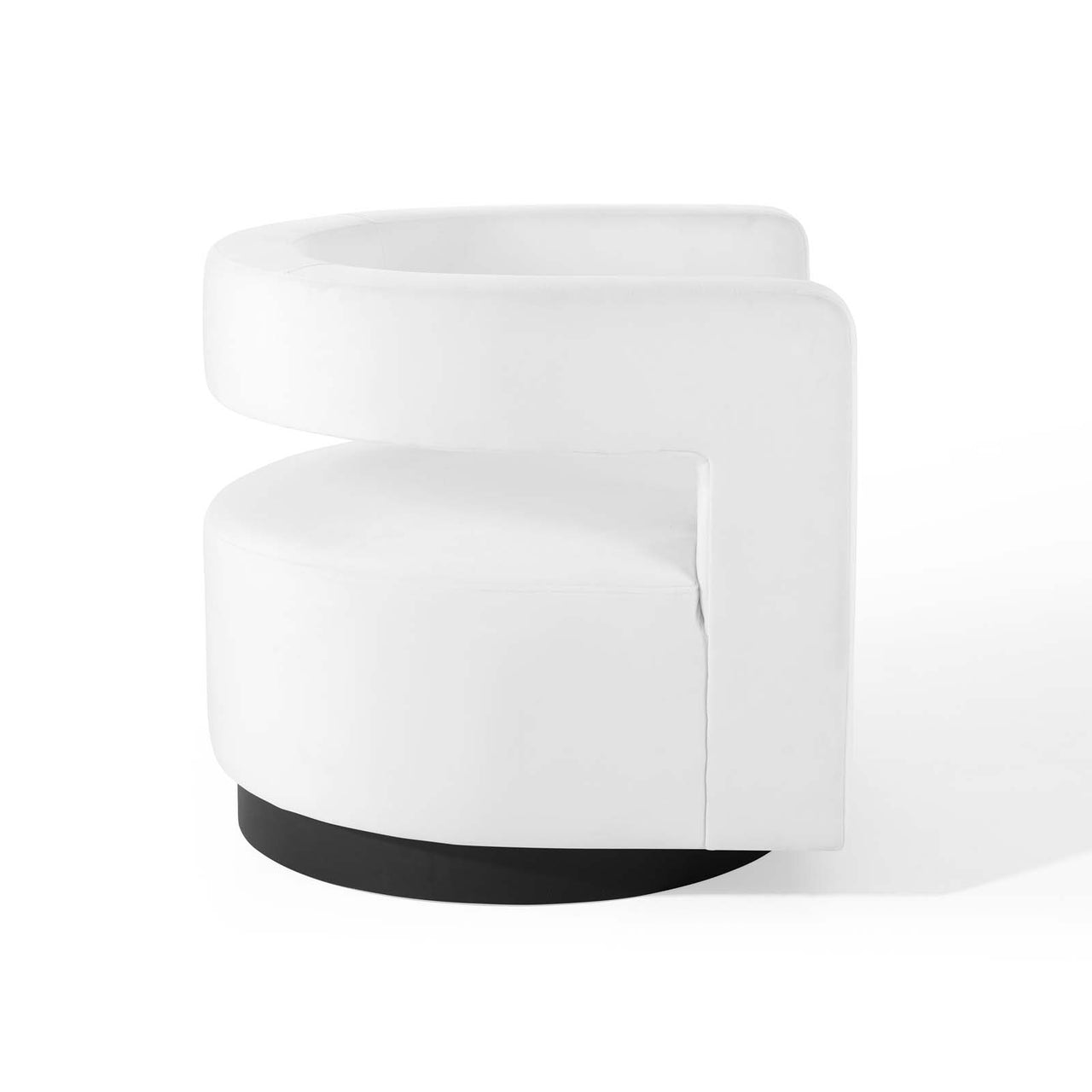 Worldview Upholstered Velvet Swivel Armchair, White