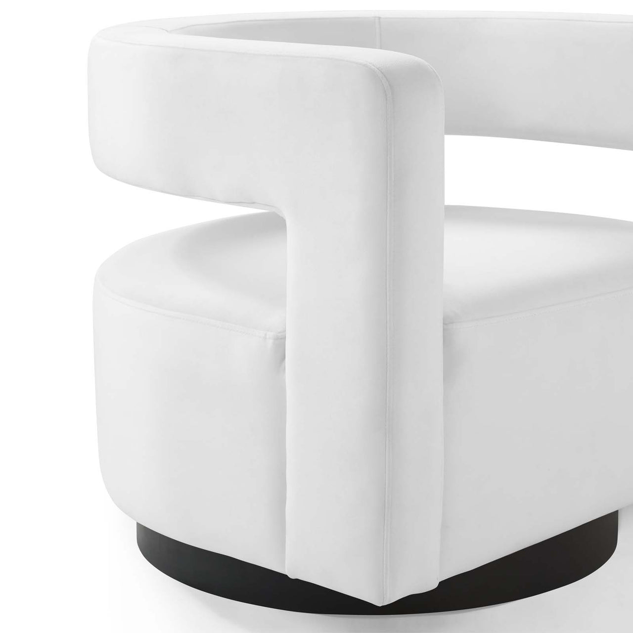 Worldview Upholstered Velvet Swivel Armchair, White