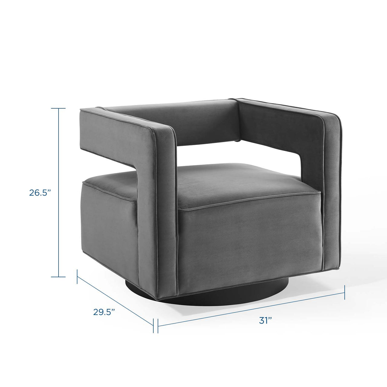Void Upholstered Velvet Swivel Accent Chair, Gray