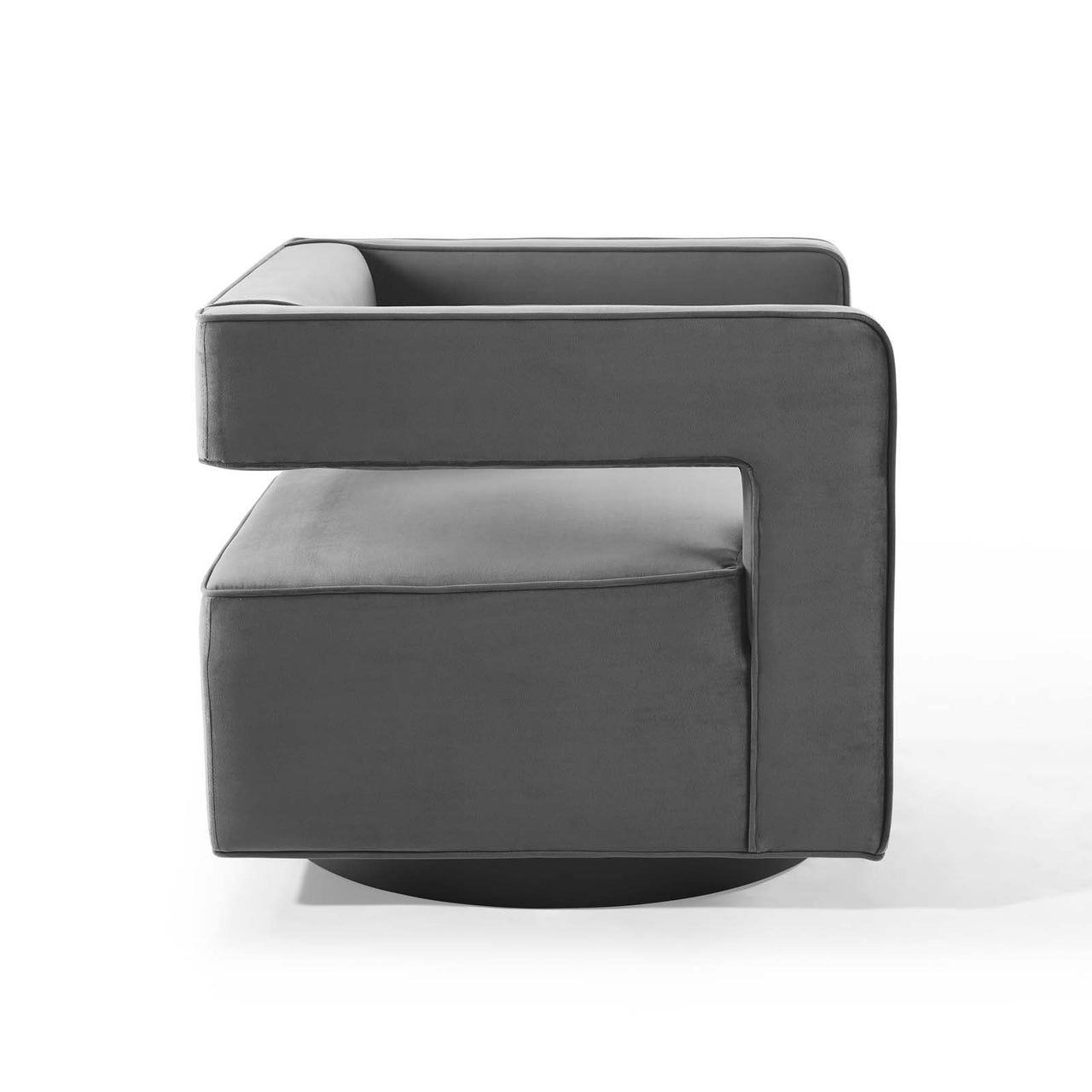 Void Upholstered Velvet Swivel Accent Chair, Gray