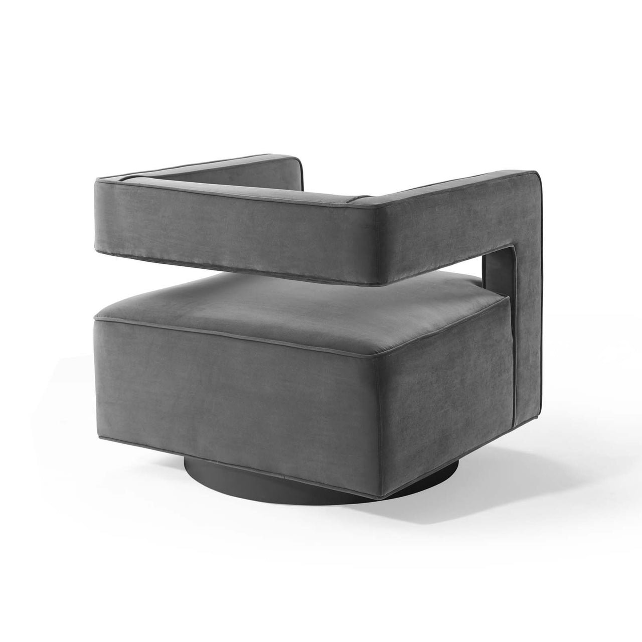 Void Upholstered Velvet Swivel Accent Chair, Gray