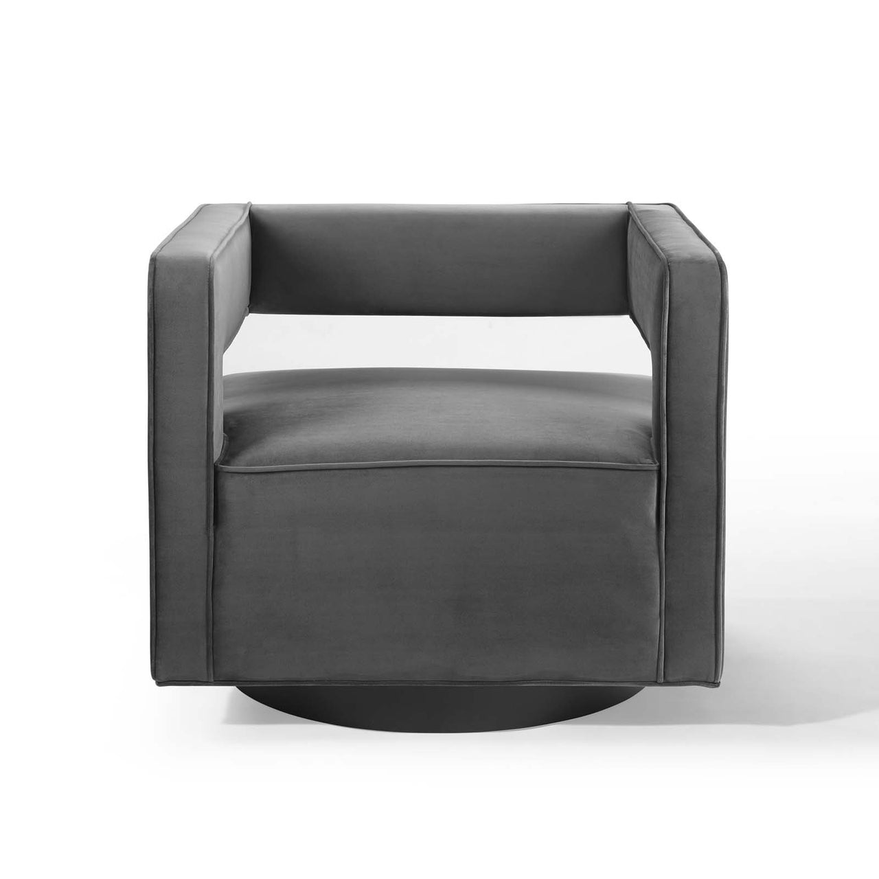 Void Upholstered Velvet Swivel Accent Chair, Gray