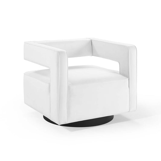 Void Upholstered Velvet Swivel Accent Chair, White