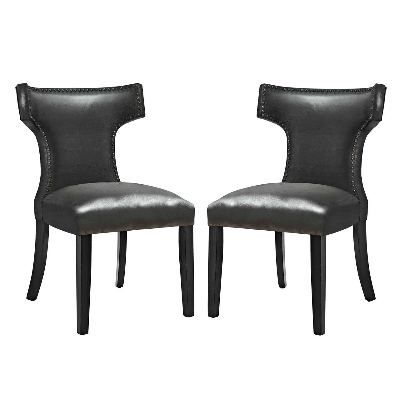 Vela Eco-Leather Dining Chair Set of 2, Black