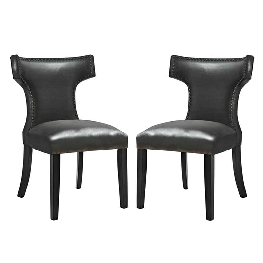 Vela Eco-Leather Dining Chair Set of 2, Black