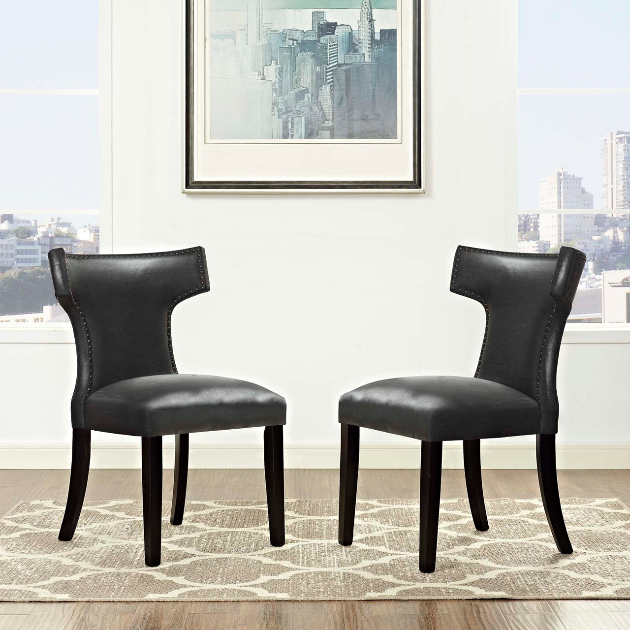 Vela Eco-Leather Dining Chair Set of 2, Black