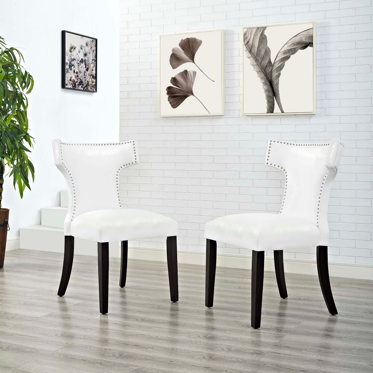 Vela Eco-Leather Dining Chair Set of 2, White