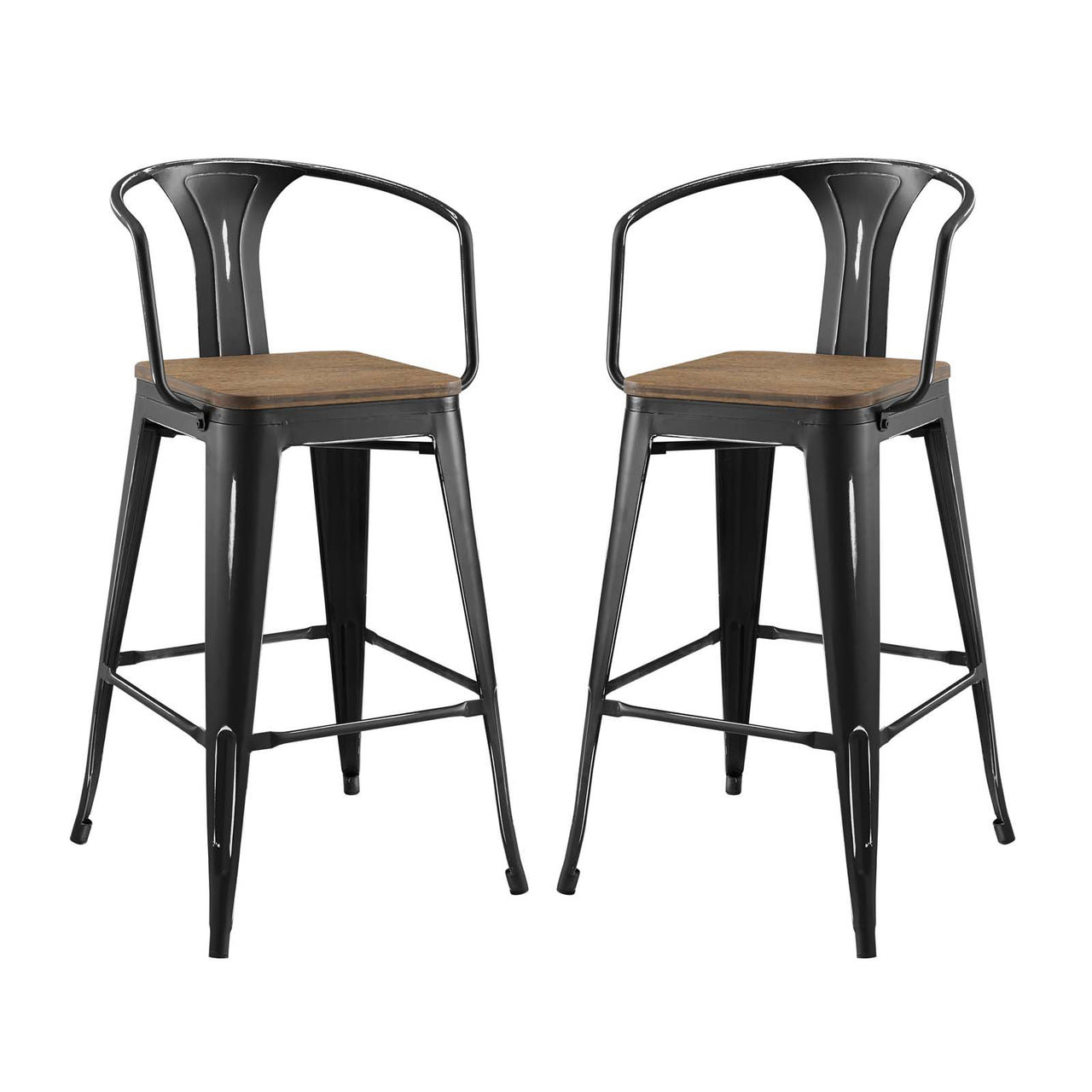 Vintage Flair Bar Stool Set of 2, Black
