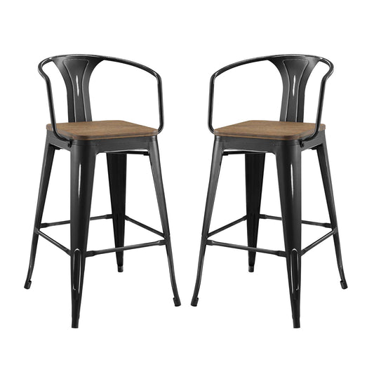 Vintage Flair Bar Stool Set of 2, Black