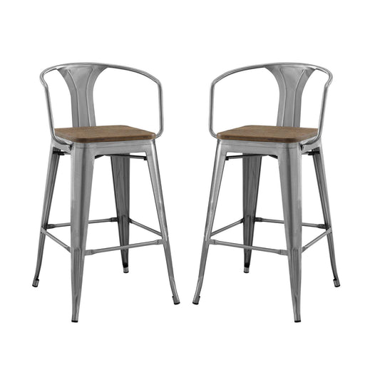 Vintage Flair Bar Stool Set of 2, Gunmetal