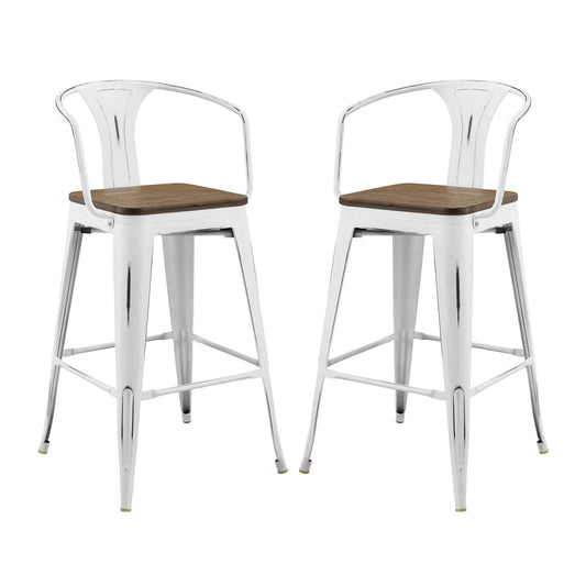 Vintage Flair Bar Stool Set of 2, White