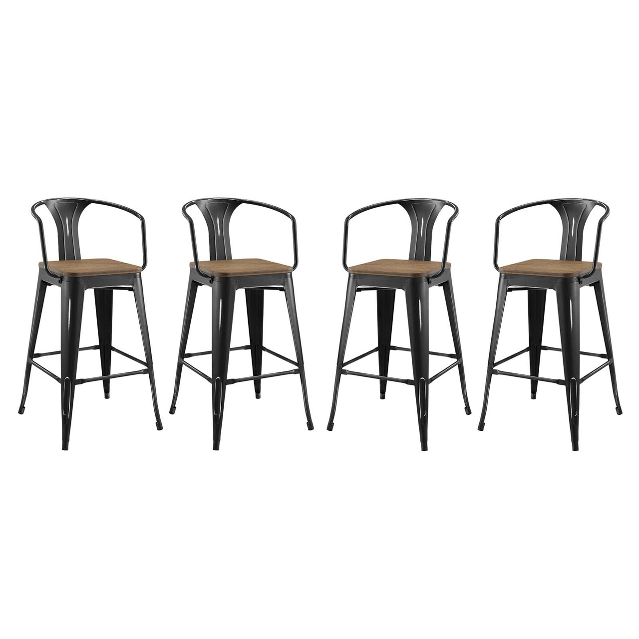 Vintage Flair Bar Stool Set of 4, Black
