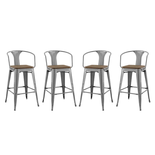 Vintage Flair Bar Stool Set of 4, Gunmetal