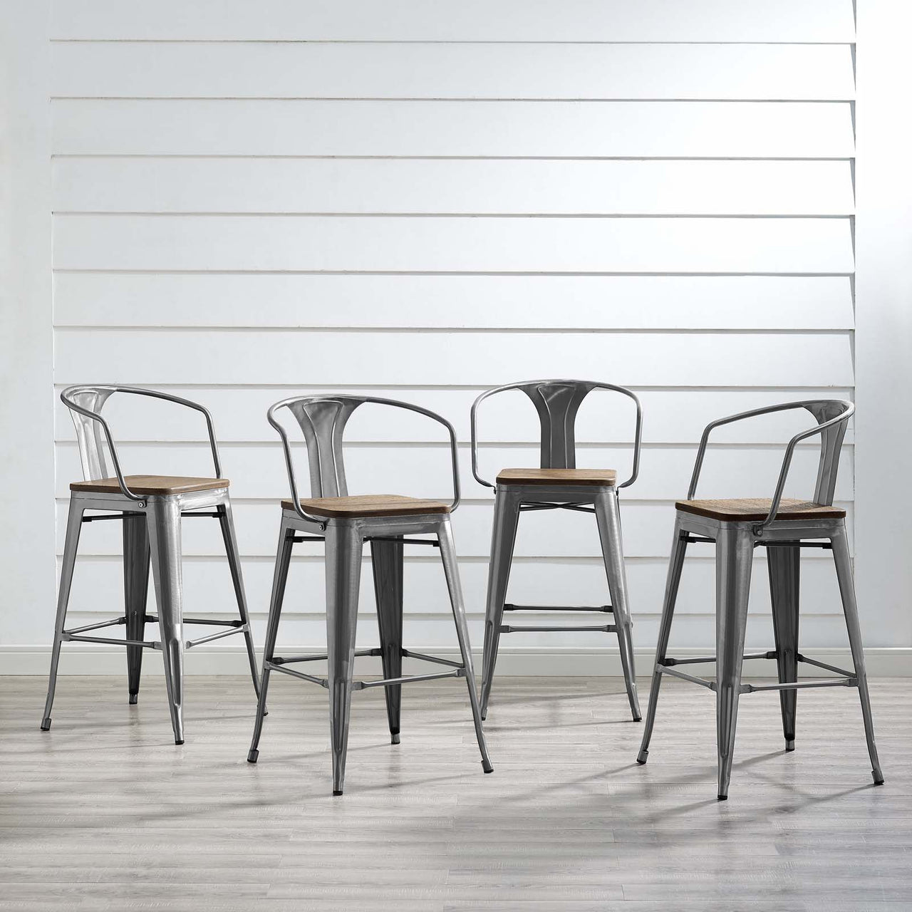 Vintage Flair Bar Stool Set of 4, Gunmetal