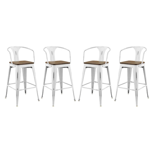 Vintage Flair Bar Stool Set of 4, White