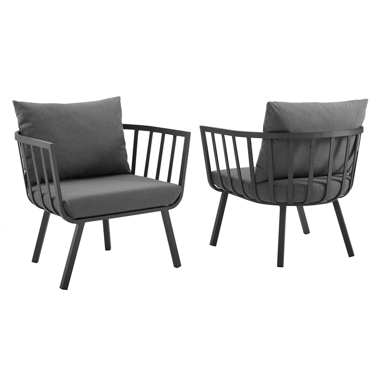 Ocevara Alfresco Armchair Set of 2, Gray & Charcoal