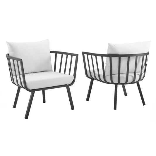 Ocevara Alfresco Armchair Set of 2, Gray & White