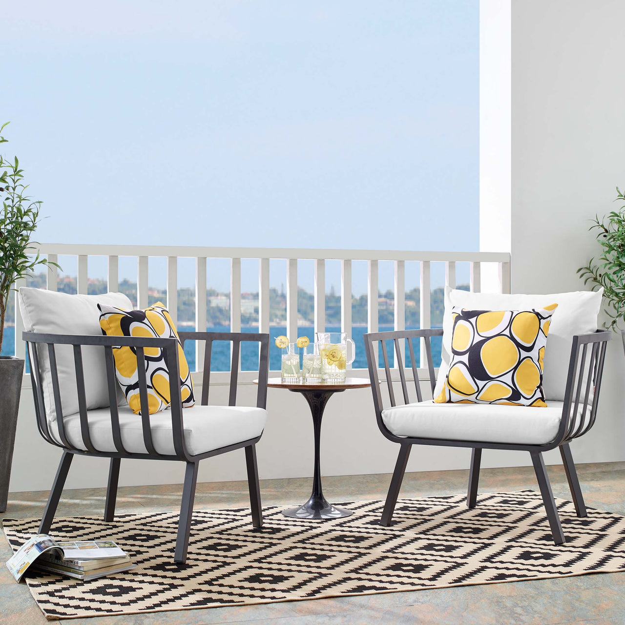 Ocevara Alfresco Armchair Set of 2, Gray & White