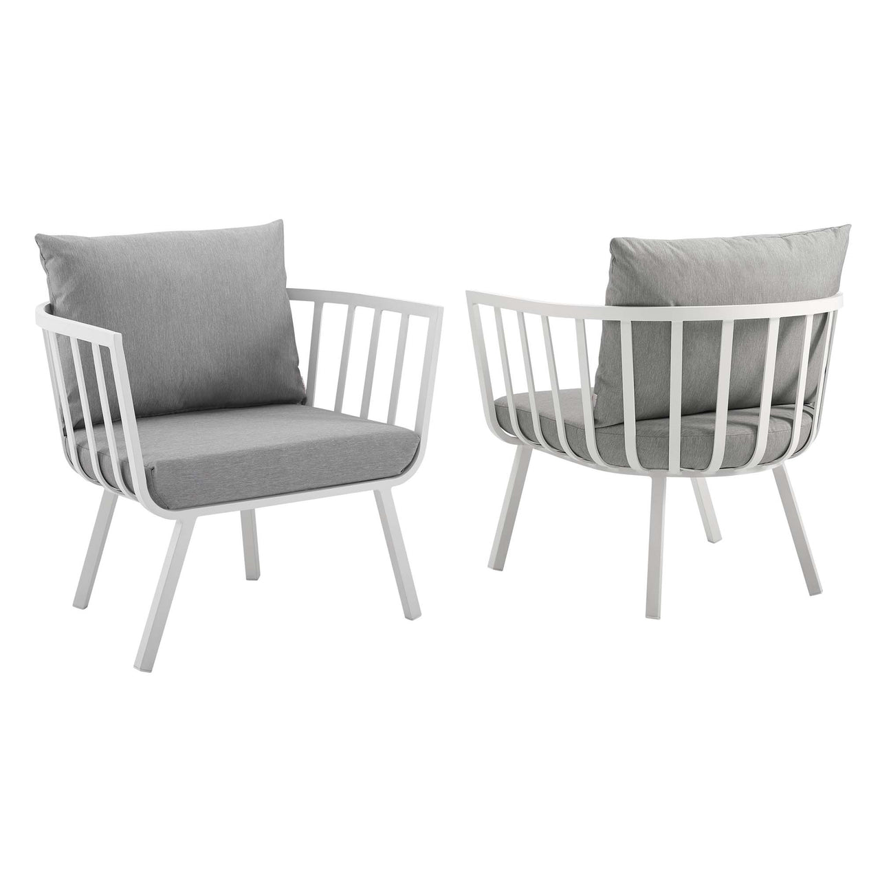 Ocevara Alfresco Armchair Set of 2, White & Gray