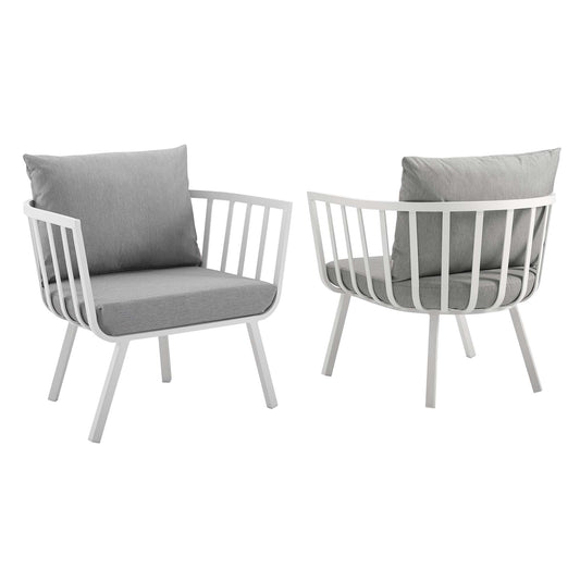 Ocevara Alfresco Armchair Set of 2, White & Gray