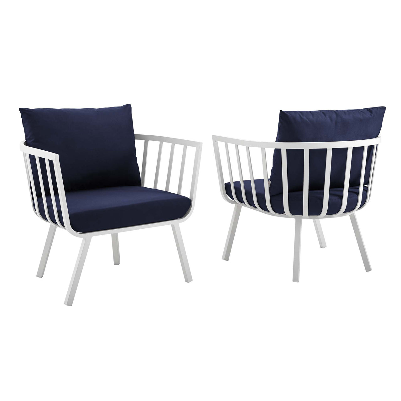 Ocevara Alfresco Armchair Set of 2, White & Navy
