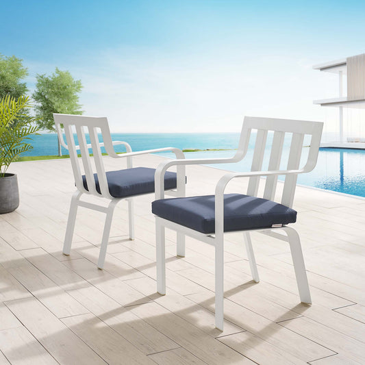 Tessan Alfresco Armchair Set of 2, White & Navy