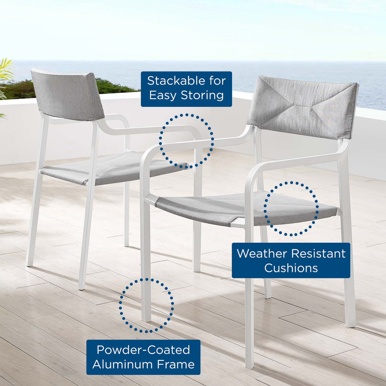 Caelen Alfresco Armchair Set of 2, Gray