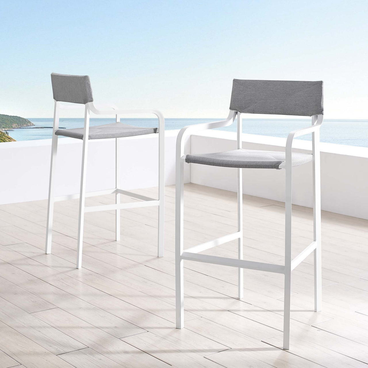 Caelen Alfresco Bar Stool Set of 2, Gray