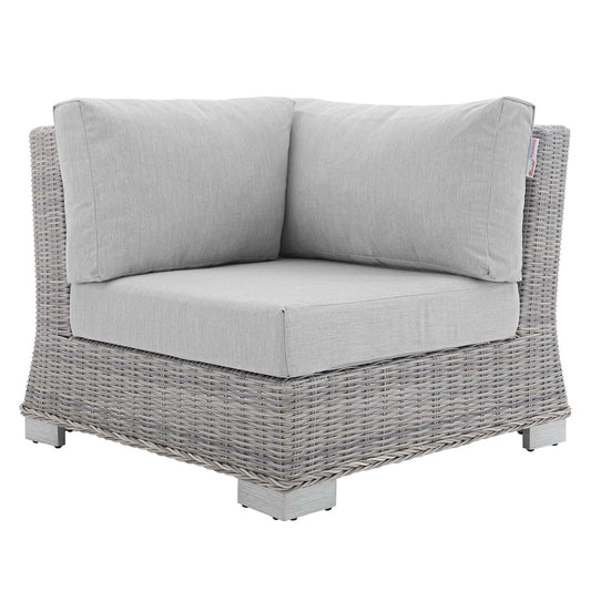 Corvara Sunbrella® Alfresco Woven Corner Chair | Outdoor Modular Sectional Component, Light Gray & Gray