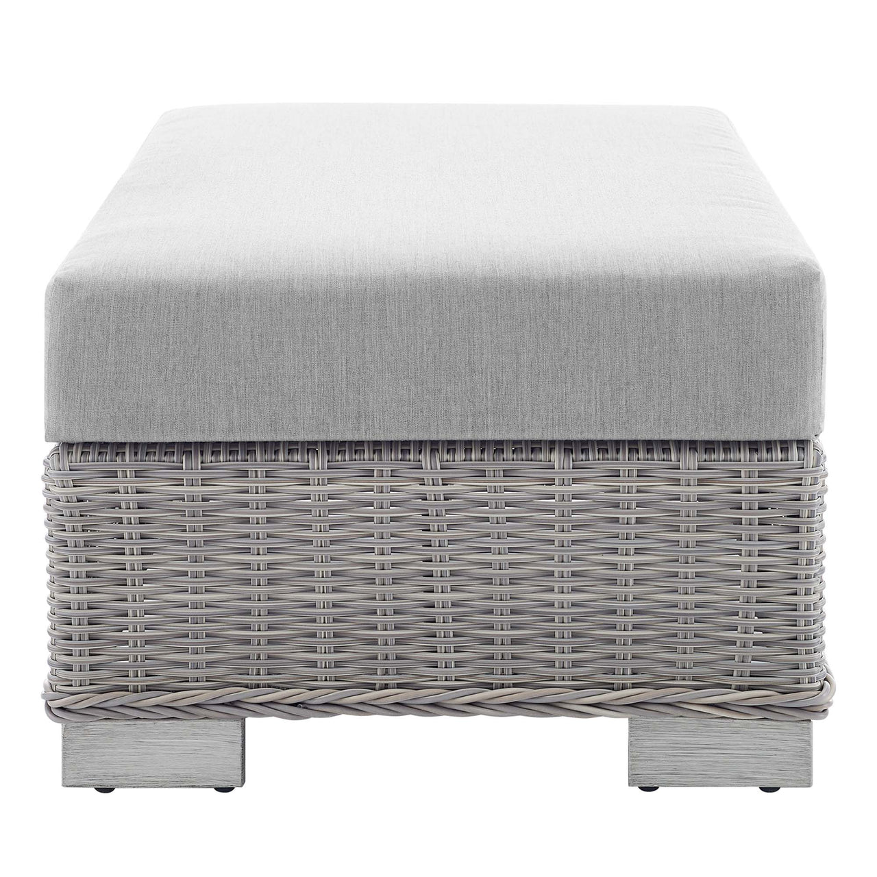 Corvara Sunbrella® Alfresco Woven Ottoman | Outdoor Modular Sectional Component, Light Gray & Gray