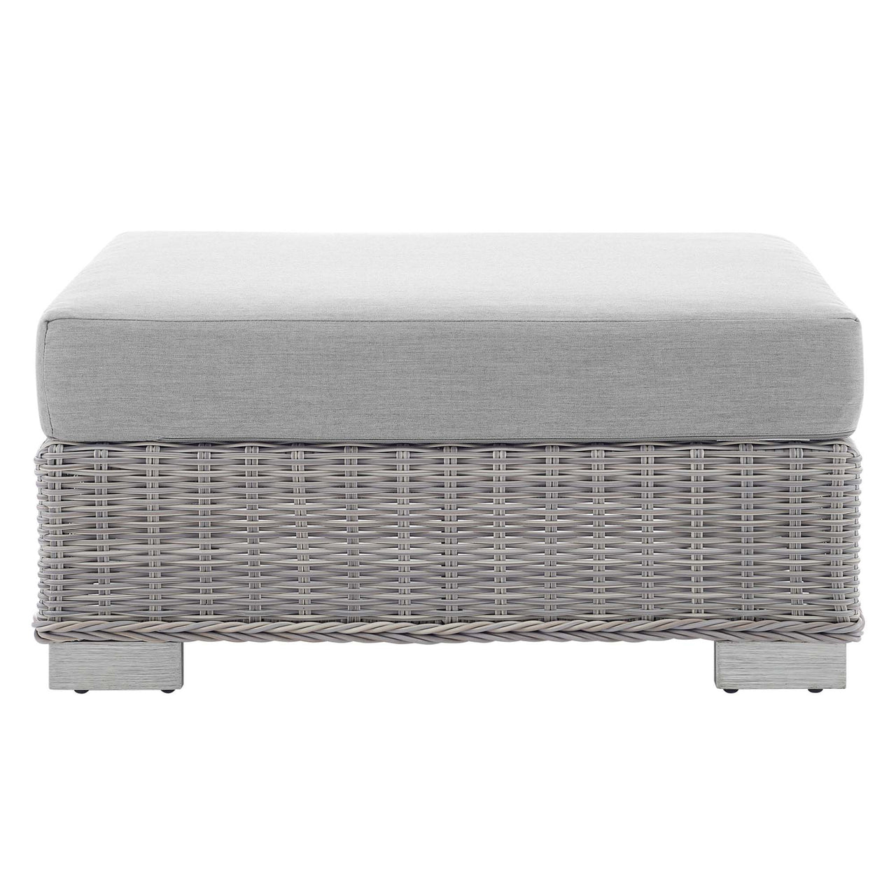 Corvara Sunbrella® Alfresco Woven Ottoman | Outdoor Modular Sectional Component, Light Gray & Gray