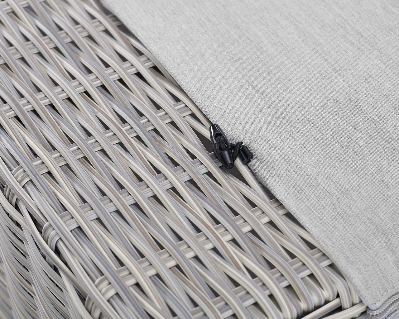 Corvara Sunbrella® Alfresco Woven Ottoman | Outdoor Modular Sectional Component, Light Gray & Gray
