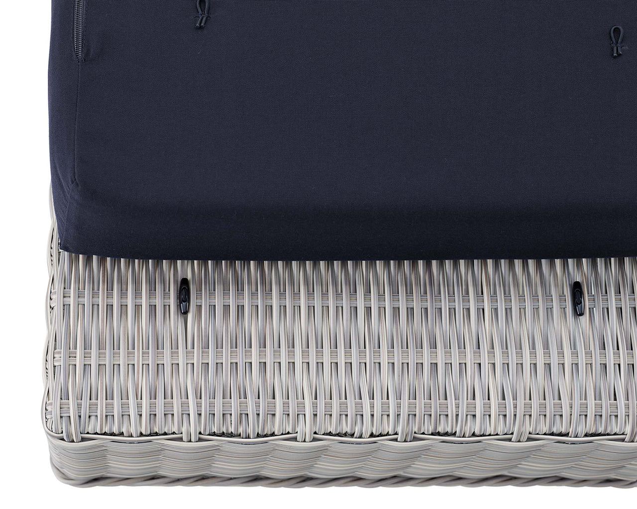 Corvara Sunbrella® Alfresco Woven Ottoman | Outdoor Modular Sectional Component, Light Gray & Navy