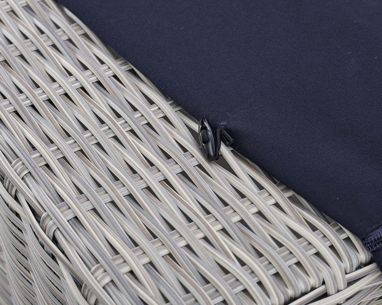 Corvara Sunbrella® Alfresco Woven Ottoman | Outdoor Modular Sectional Component, Light Gray & Navy