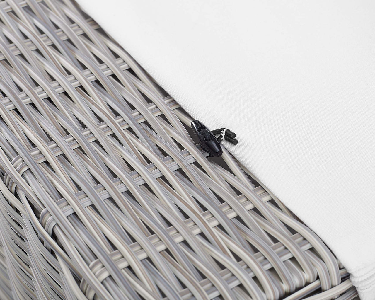 Corvara Sunbrella® Alfresco Woven Ottoman | Outdoor Modular Sectional Component, Light Gray & White