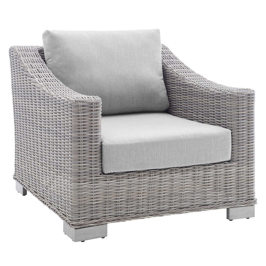 Corvara Sunbrella® Alfresco Woven Armchair, Light Gray & Gray