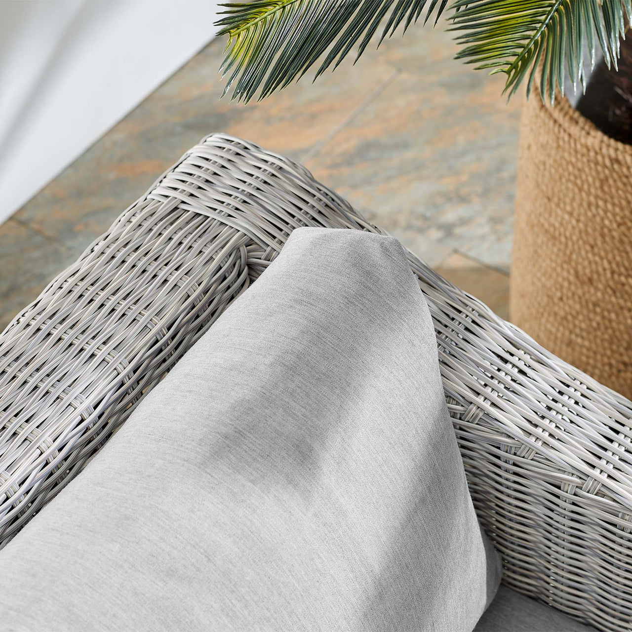 Corvara Sunbrella® Alfresco Woven Armchair, Light Gray & Gray