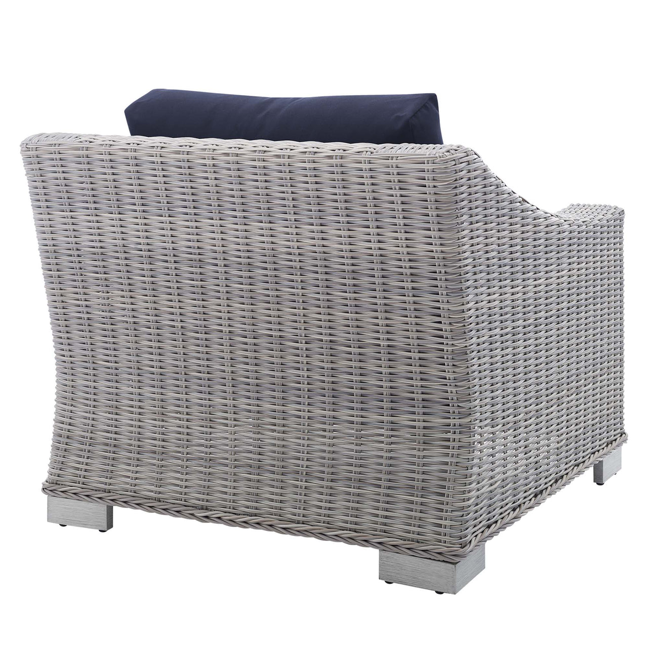 Corvara Sunbrella® Alfresco Woven Armchair, Light Gray & Navy