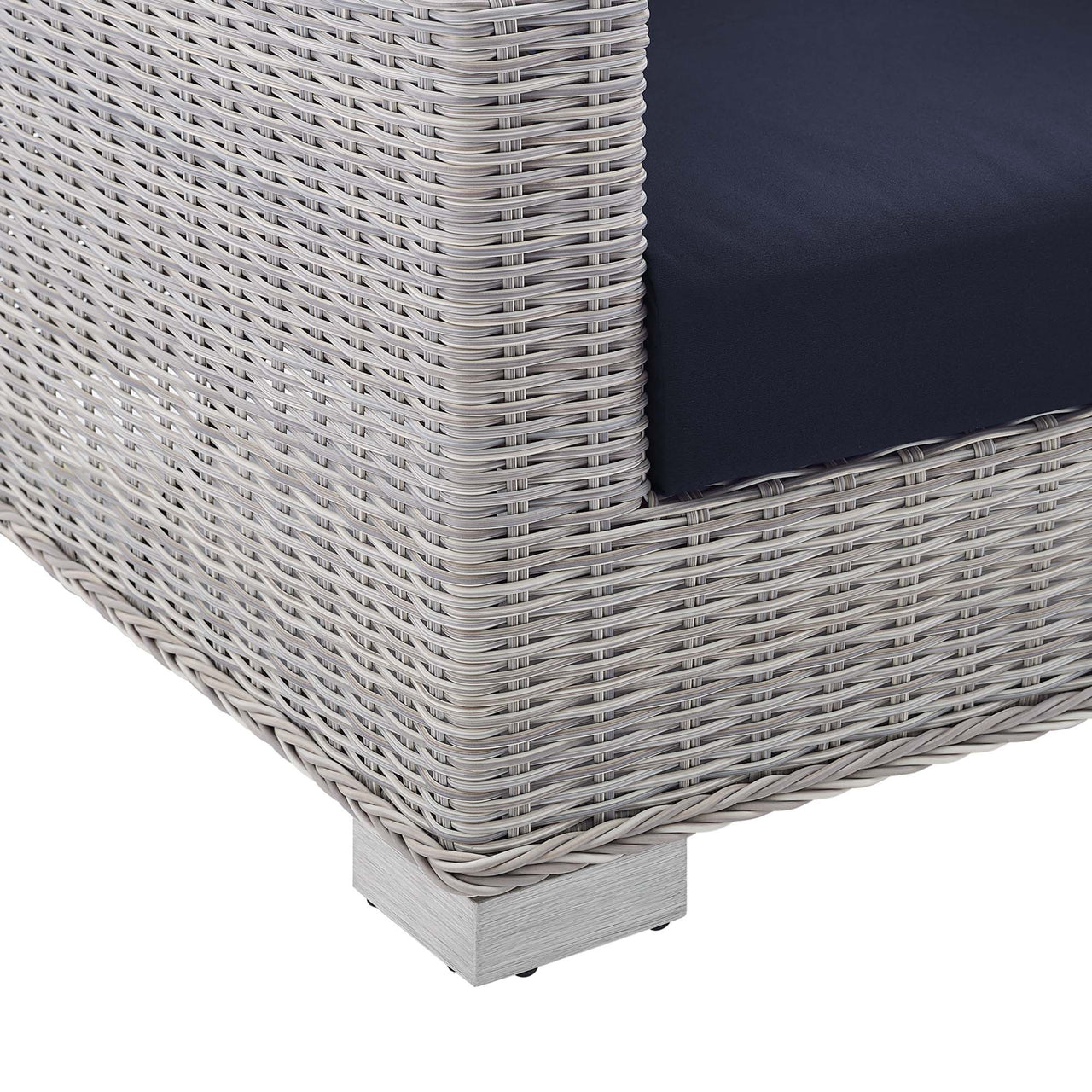 Corvara Sunbrella® Alfresco Woven Armchair, Light Gray & Navy